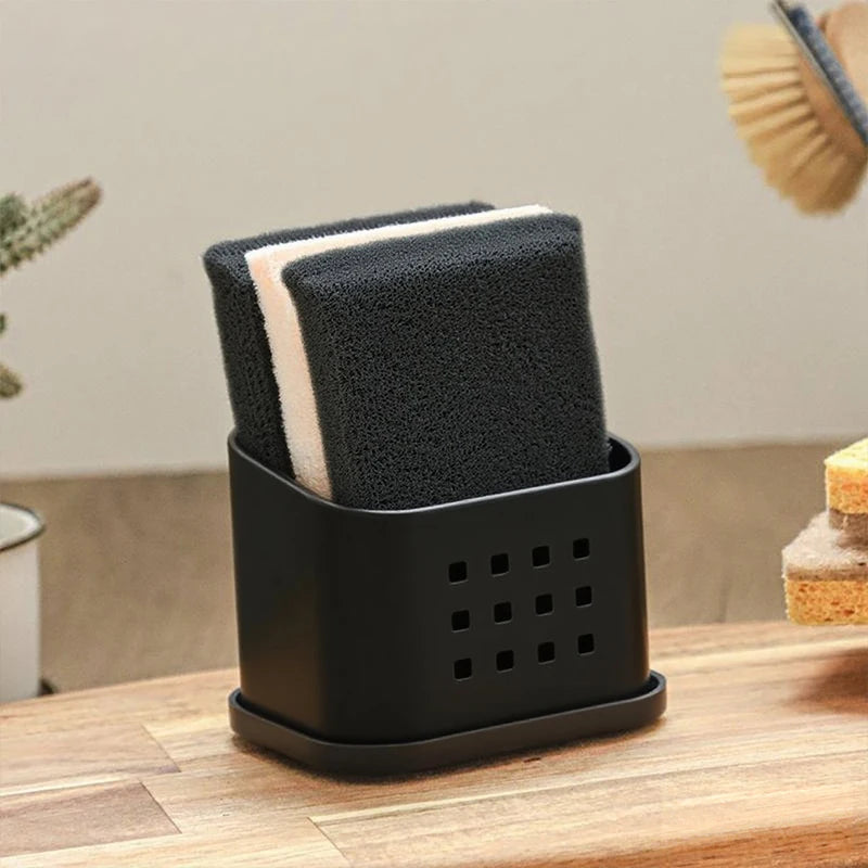Kitchen Sponge Drain Holder - Countertop Storage Organizer, No-Drill Sponge Rack for Home Kitchen