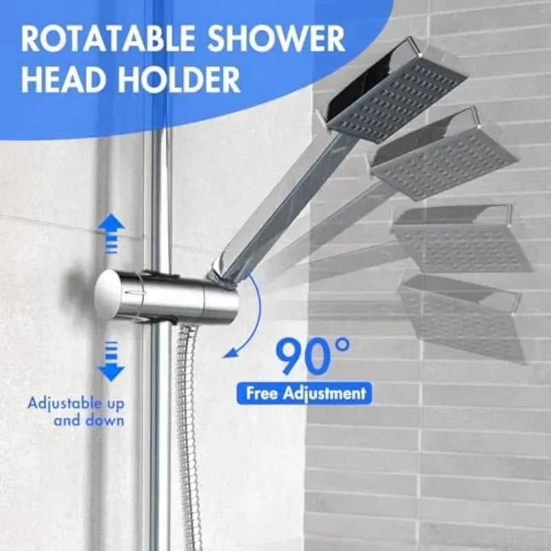Universal Shower Head Holder Adjustable Showers Head Holder Clamp with Rotation for Bathroom Rail Mounting Shower Head