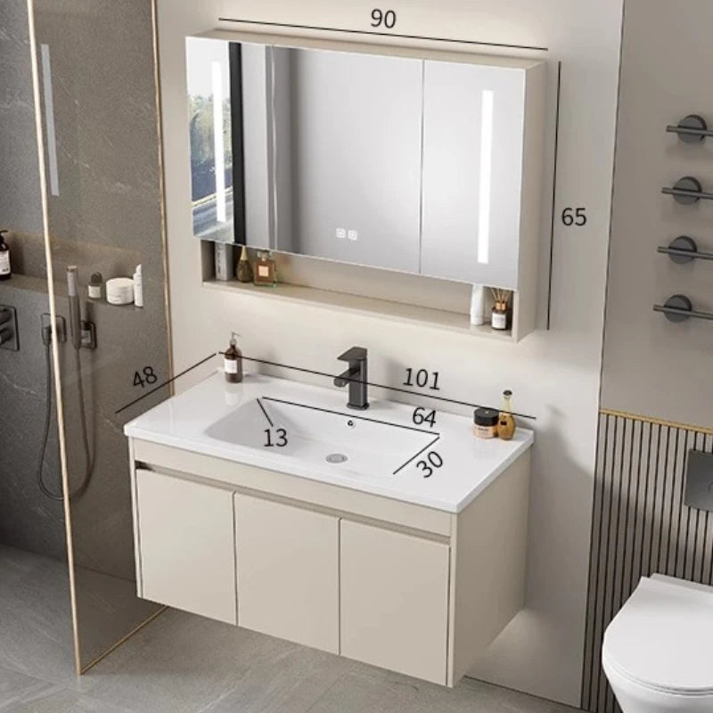 Wall Basin Bathroom Cabinet Set Sink Mirrors Shelves Bathroom Cabinets Storage Organizer Mobile Bagno House Accessories