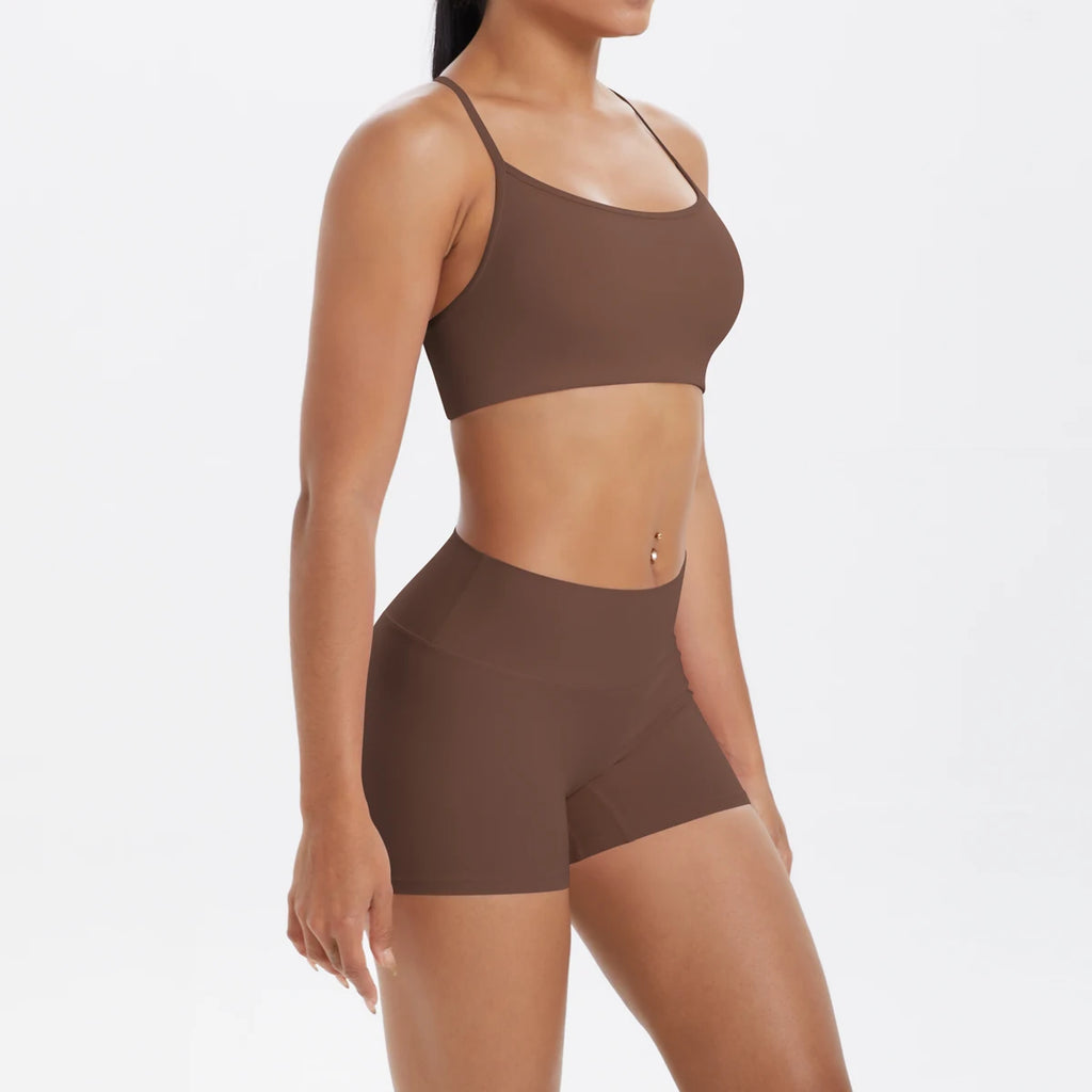 New Cross Backless Yoga Bra And Fitness Shorts Gym Yoga Set Woman’s Summer Running Sports Quick-Dry Women Gym Clothing Yoga Suit