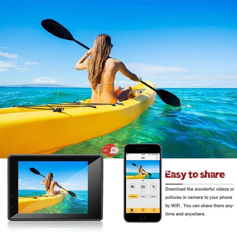 2.0" Action Camera Ultra HD 4K 30FPS WiFi Underwater Cameras Waterproof Helmet Bicycle Video Recording Cameras Outdoor Sport Cam