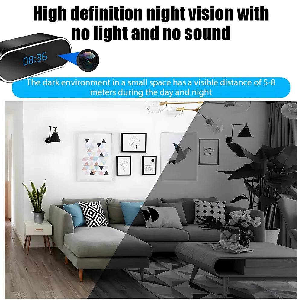 HD4K， New Wi Fi Mini Clock Camera, Upgraded Remote Viewing, Sports Detection, Infrared Night Vision, Home HD Camera