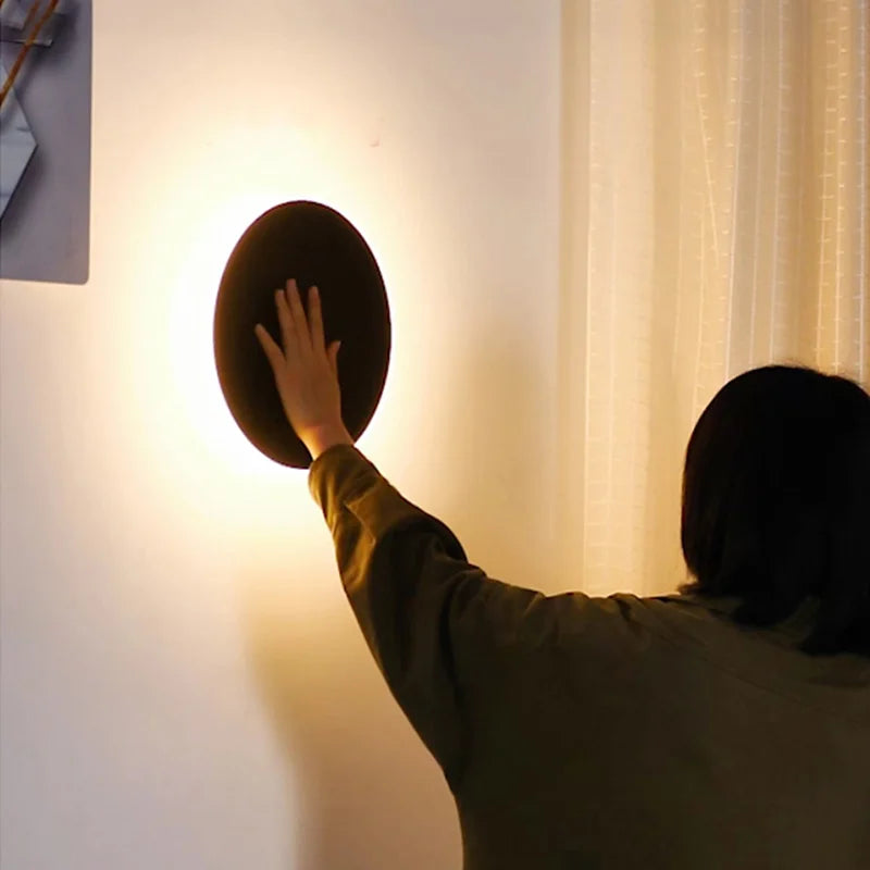 Round wall lamp/modern minimalist style bedroom bedside table staircase porch LED light source human body touch sensor