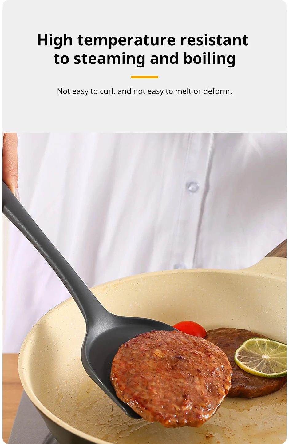 Thickened gray silicone kitchen utensils, kitchen spatula, soup spoon, kitchen multifunctional cooking silicone spatula