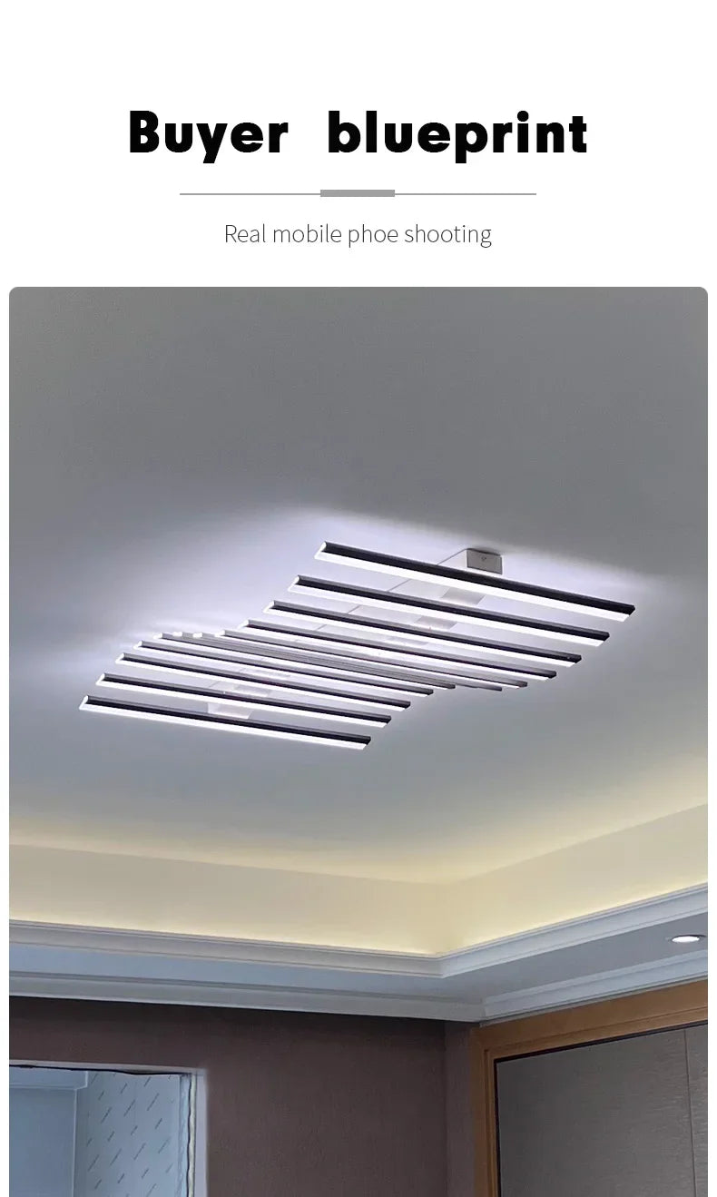 Modern LED Suitable for Living Room Pendant Lights With Remote Control Indoor Bedroom Office Lighting Long Strip Ceiling Lights