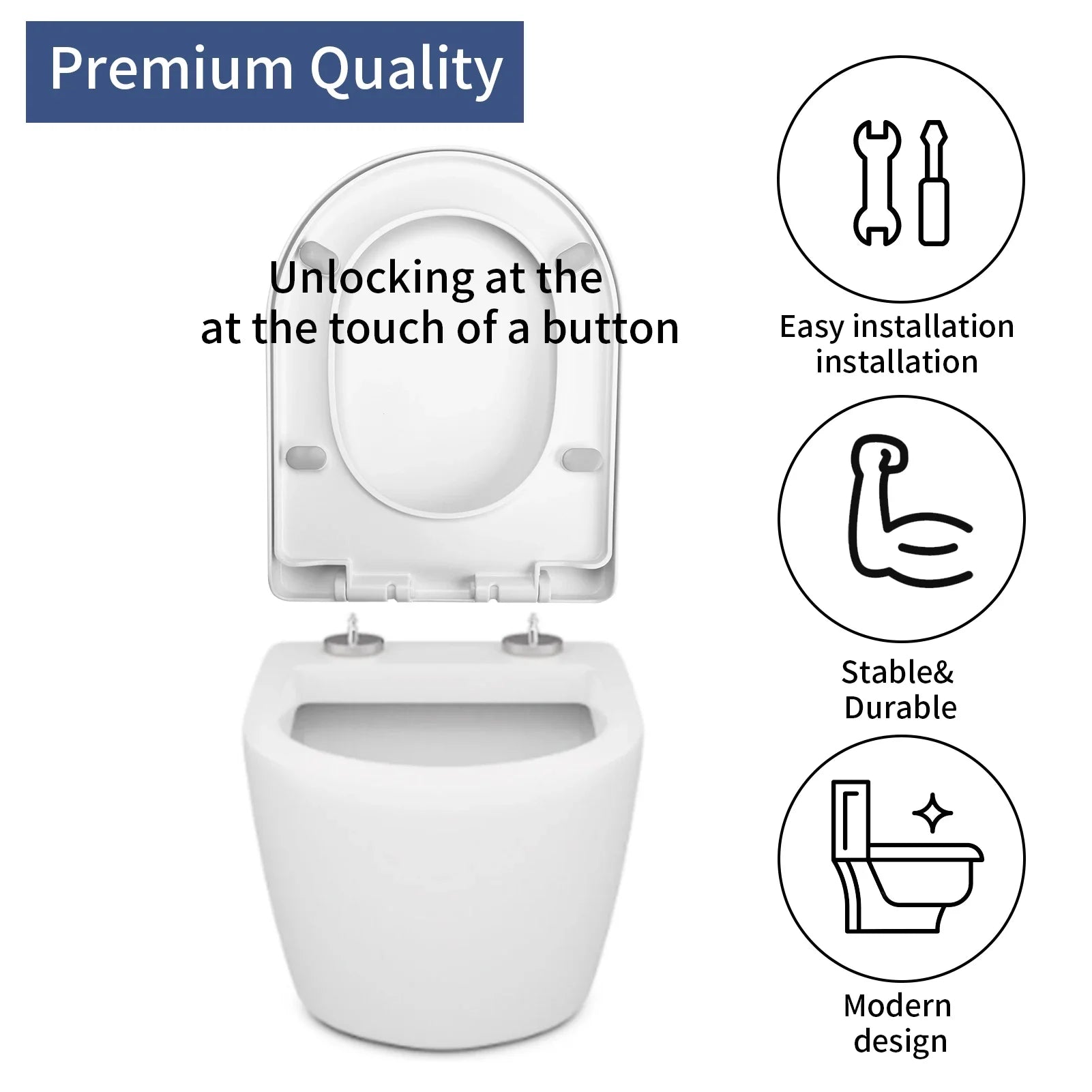 Toilet Seats with Slow Close Hinges Cover Toilet Accessory Portable Slow Down Seat Cover Bathroom Fixture Toilet Parts