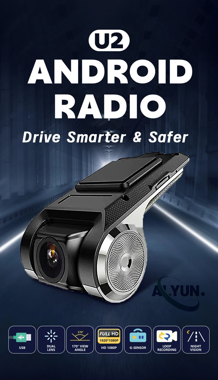 HD 1080 PDash Cam Car USB ADAS DVR Dual-lens Camera Video Special for Android Multimedia Player Front Recorder Reverse Vision