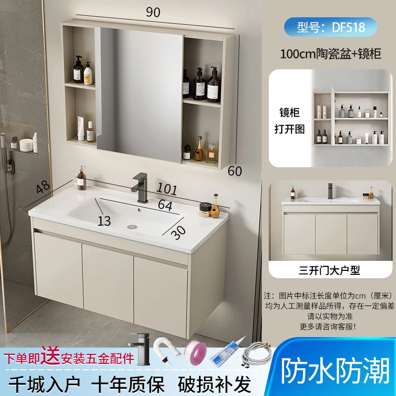 Wall Basin Bathroom Cabinet Set Sink Mirrors Shelves Bathroom Cabinets Storage Organizer Mobile Bagno House Accessories