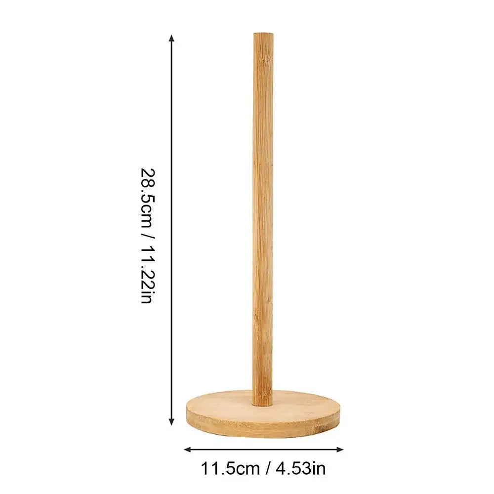 Wood Paper Towel Holder Kitchen Roll Paper Towel Holder Bathroom Tissue Vertical Stand Anti-Skid Base Paper Towel Storage Holder