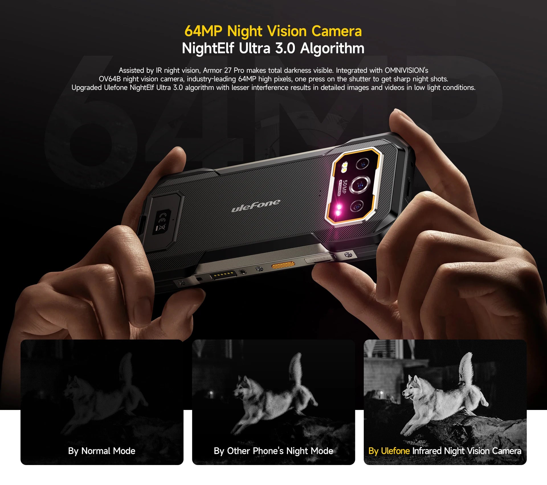 Ulefone Armor 27 Pro 5G 10600mAh Smartphone 50MP Camera 64MP Night Android 14 Rugged Phone Up to 24GB+256GB NFC Waterproof Phone