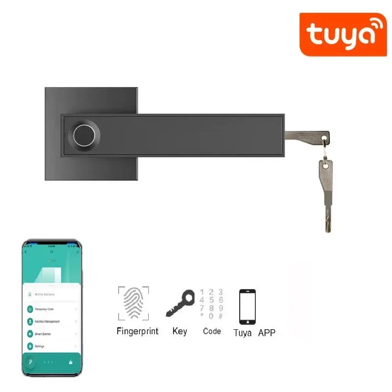 Fingerprint Password Door Lock Tuya Electronic Intelligent Digital Lock Bedroom Apartment Door Security Biometric Handle Lock