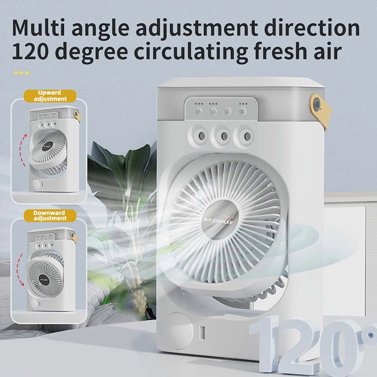Summer Cooling Fan USB Electric Fan Portable Humidifier LED Night Light 3-in-1 Fan Air Conditioner Suitable for Home and Office