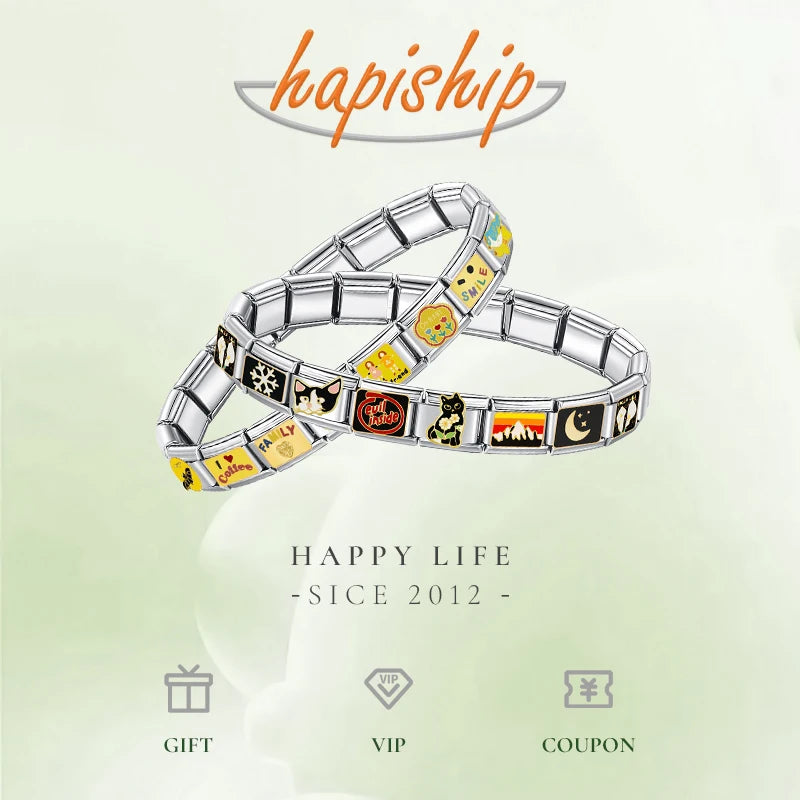 Hapiship Fashion National Flag Flower Baby Girls Italian Charms Fit 9mm Bracelet Stainless Steel Jewelry DIY Making DJ601