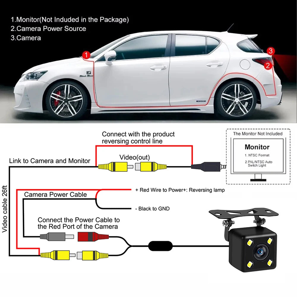 Car Rear / Front Camera Night Vision Waterproof Parking Camera Wide Angle for Car Radio Head Unit 12LED/4LED/Fisheye Camera
