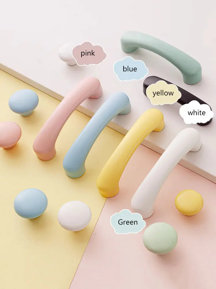 Colorful Ceramic Cabinet Handles for Children's Room Cute Drawer Round Knobs Heart Shaped Wardrobe Pulls Furniture Hardware1 pc