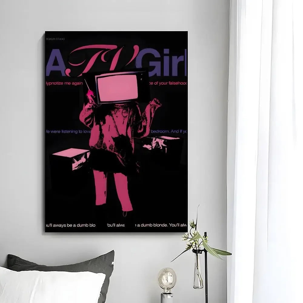 t-TV Girl Poster Wall Art Print Decorative Mural Home Decor Gift Unframed