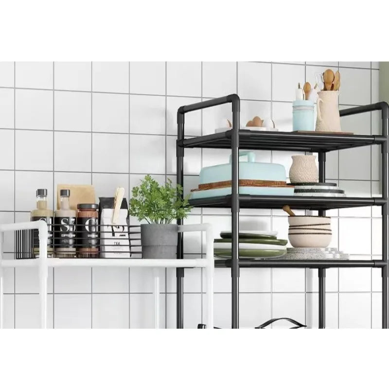 Kitchen storage cart for shelves - multi-level floor-standing household storage unit - bathroom shelf organizer