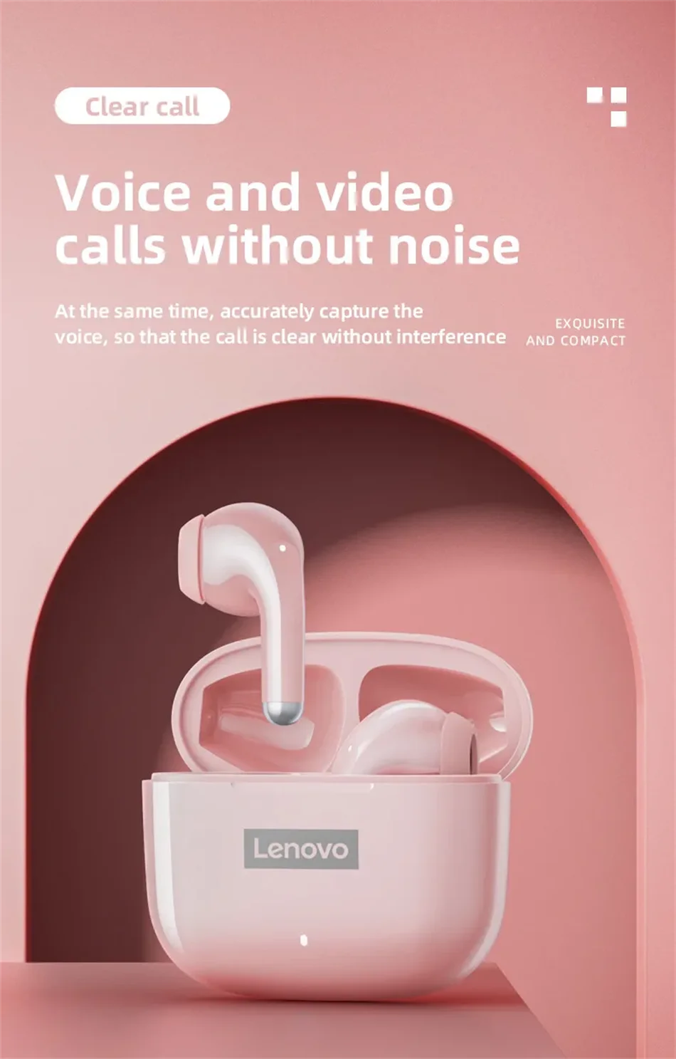 Lenovo LP40 Pro Headphones Wireless Bluetooth 5.4 TWS Hifi Stereo Earphones Gaming Sports Touch Control HD Call with Mic Earbuds