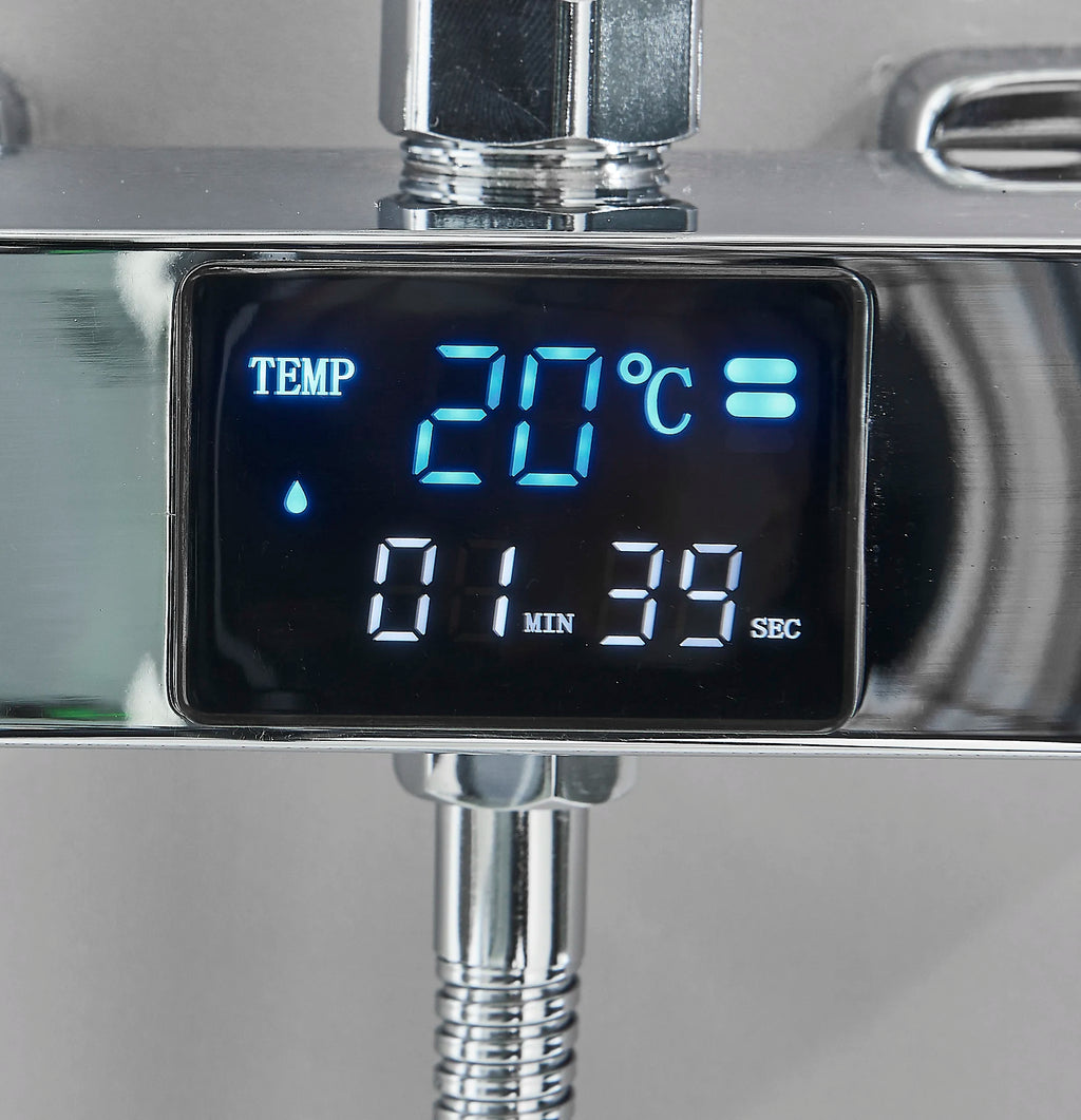 Chrome/Black Thermostat Shower Set Faucet 4 Ways Bathroom Faucet Rainfall Mixer Tap Digital Display Shower Set System Bathroom