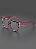 Classic Striped Personality Cat-Eye Square Frame for Women, Textured Anti-Blue Light Glasses Frame, Women's Bohemian Style Commuter and Street Style Decorative Glasses, Suitable for Office, Computer, and Gaming Use