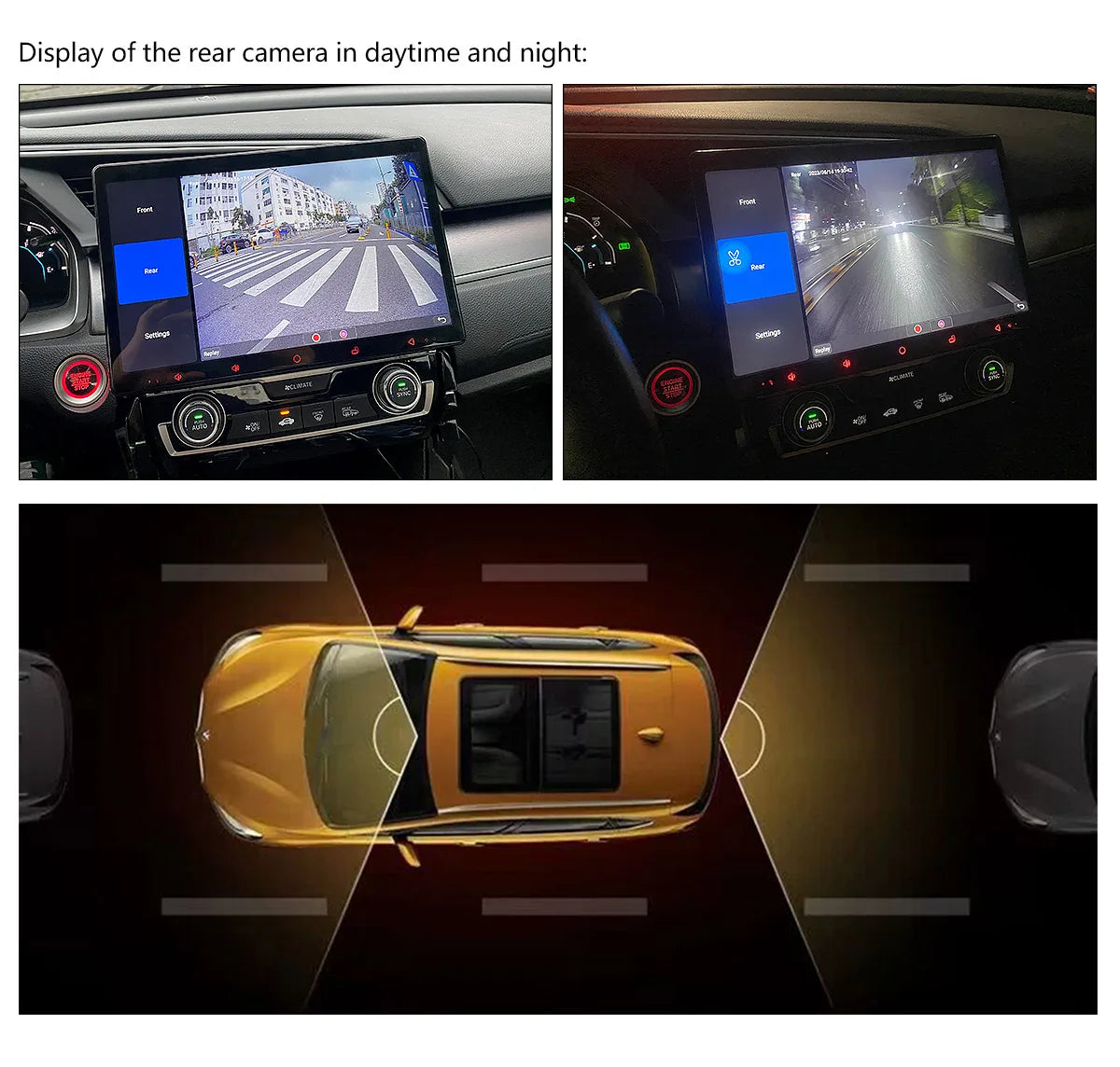 JOYING Newest AR Front Camera Or Rear Camera Reversing Backup View Camera Parking Assist Wide Dynamic Range Full 1080P Display