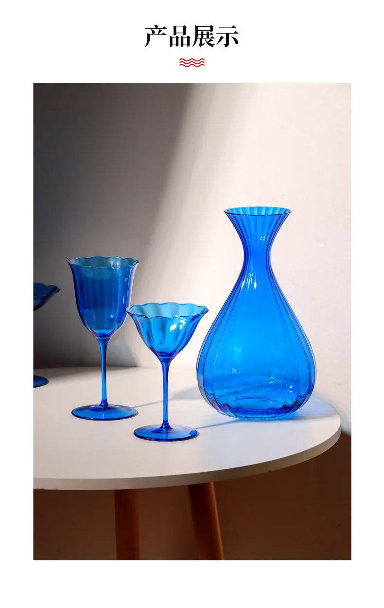 Sapphire Blue Wine Glasses Goblets niche Flowers Red Wine Glasses Crystal Glass Cocktails Martini Glasses Cup