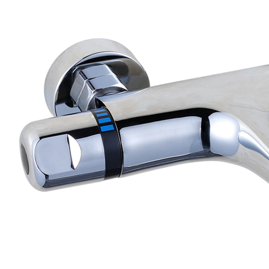Thermostatic Mixing Valve, Brass Shower Valve with Temperature Control, Anti-Scald Bathroom Shower Faucet with Flow Control