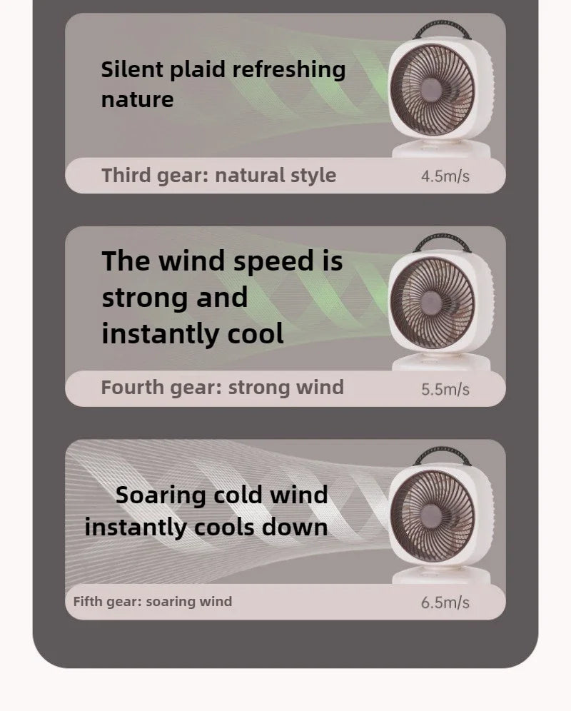 1200mAh-2000mAh Air Circulation Wireless Fan Household Desktop Office Portable Desk Fan Bedroom Large Wind Ceiling Fan