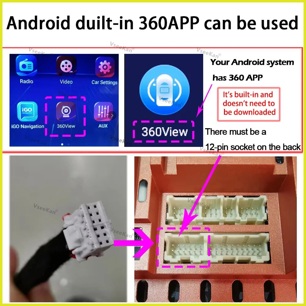 360°Panoramic Camera For Android auto system 360APP Front/Rear/Left/Right HD Camera AHD1080P With camera dedicated hole opener