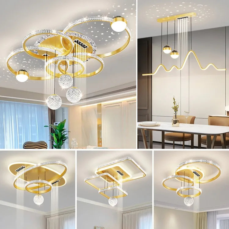 Modern LED Ceiling Light for Living Room Decor Pendant Light Interior Decoration Ceiling Luxury Chandelier Restaurant Lamp Villa