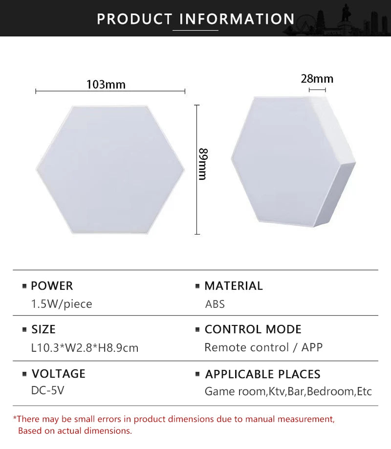 RGB Smart Quantum Lamp Tuya App Remote Control Touch Background Wall Bedroom DIY Decoration Wall Lamp Esports Atmosphere Light