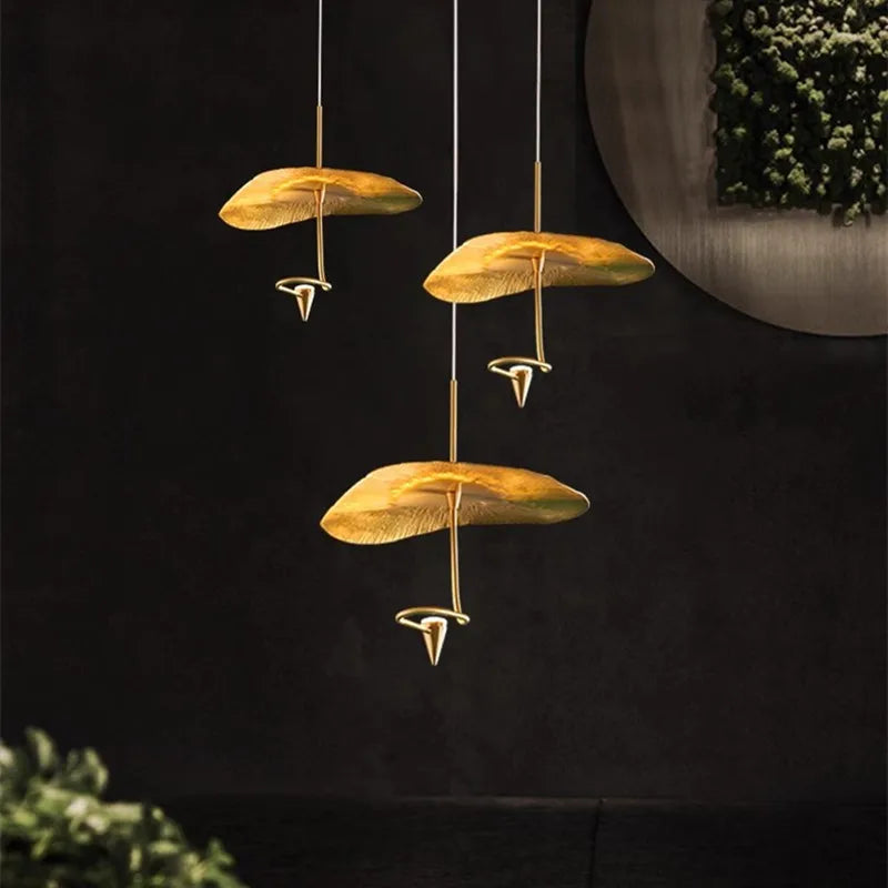 Mid century Stair Lotus light Luxury vintage lampshade Duplex Building Bedroom Living Room Tea Room Art  coffee bar lighting
