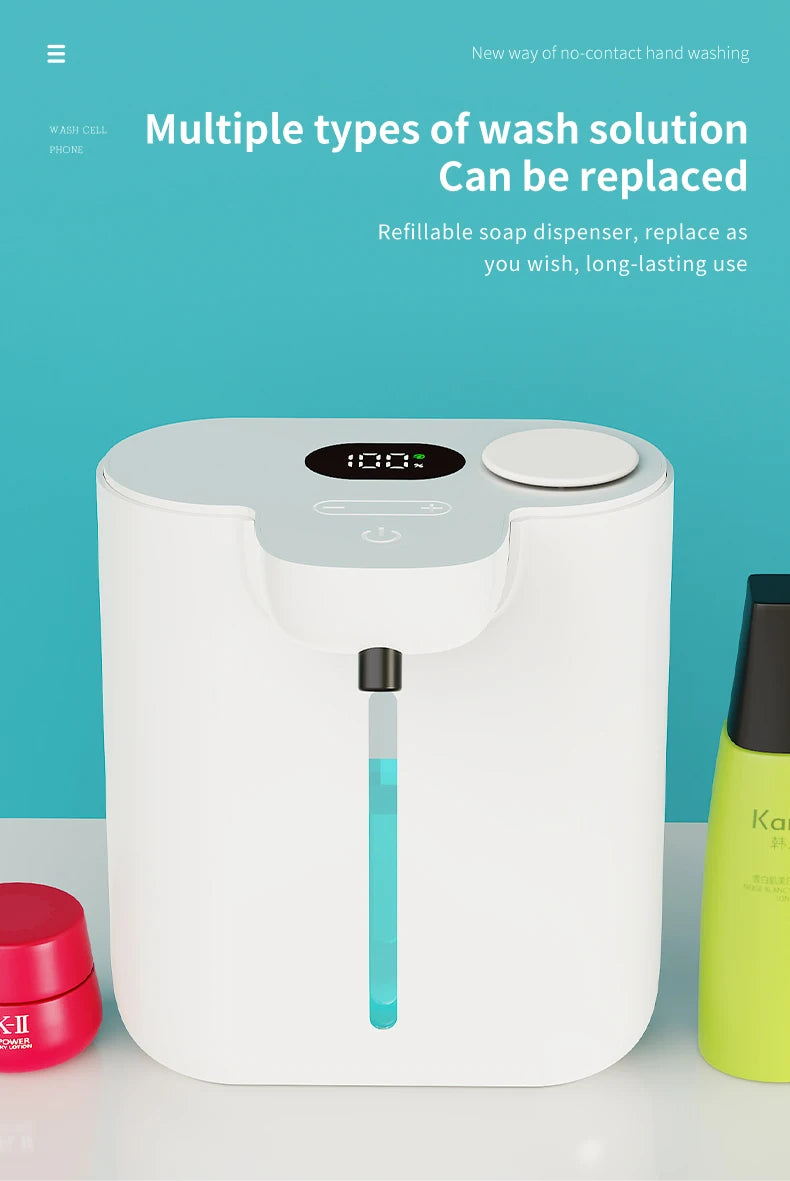500ML Large Capacity HD Display 9-Gears Adjustable Foam/Liquid Control Automatic Sensor Soap Dispenser Portable Hand Wash Bottle