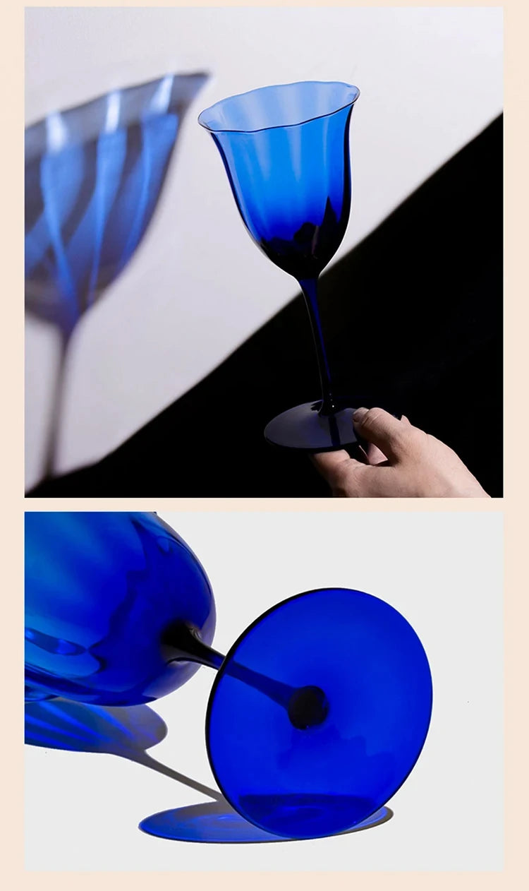 Sapphire Blue Wine Glasses Goblets niche Flowers Red Wine Glasses Crystal Glass Cocktails Martini Glasses Cup