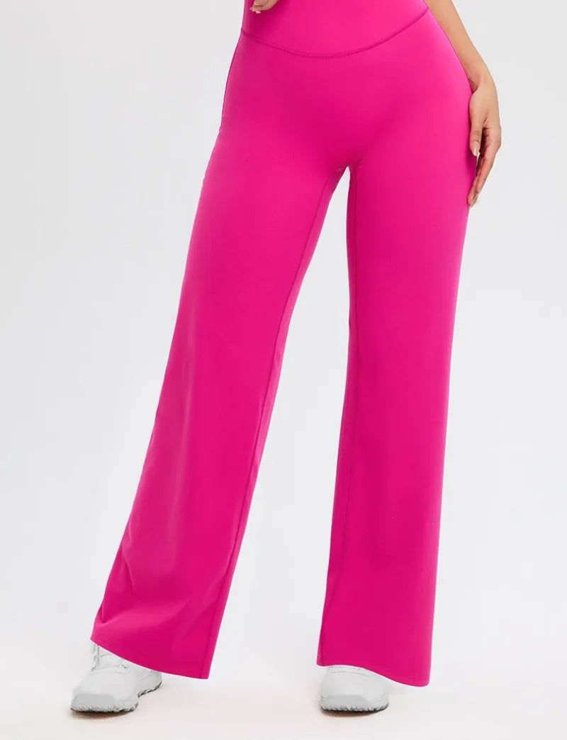 2026 C-B Women High Waist V Back Scrunch Straight Leg Yoga Pants Naked Feel Tummy Control Stretch Gym Pilates Sports Trousers
