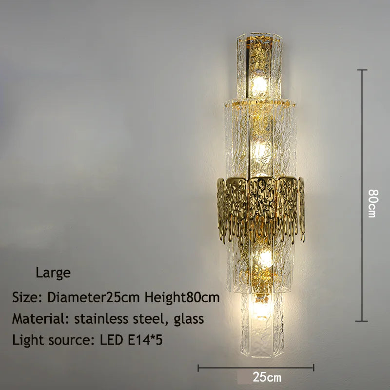 Light Luxury Led Wall Lamp Home Decoration Living Room Tv Background Wall Staircase Bedroom Italian Bedside Glass Wall Lamp