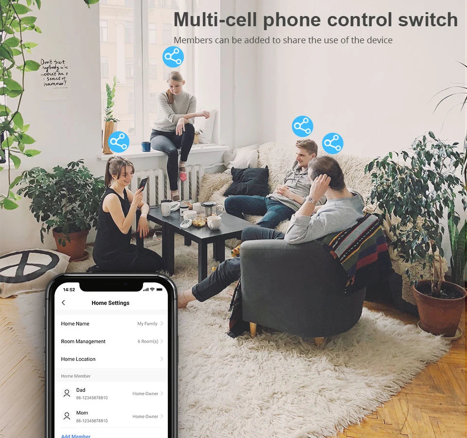 Tuya WiFi Smart Switch Works With Alexa With/Without Neutral Wire Touch Light Switch Wireless RF433 Wall Remote Voice Control