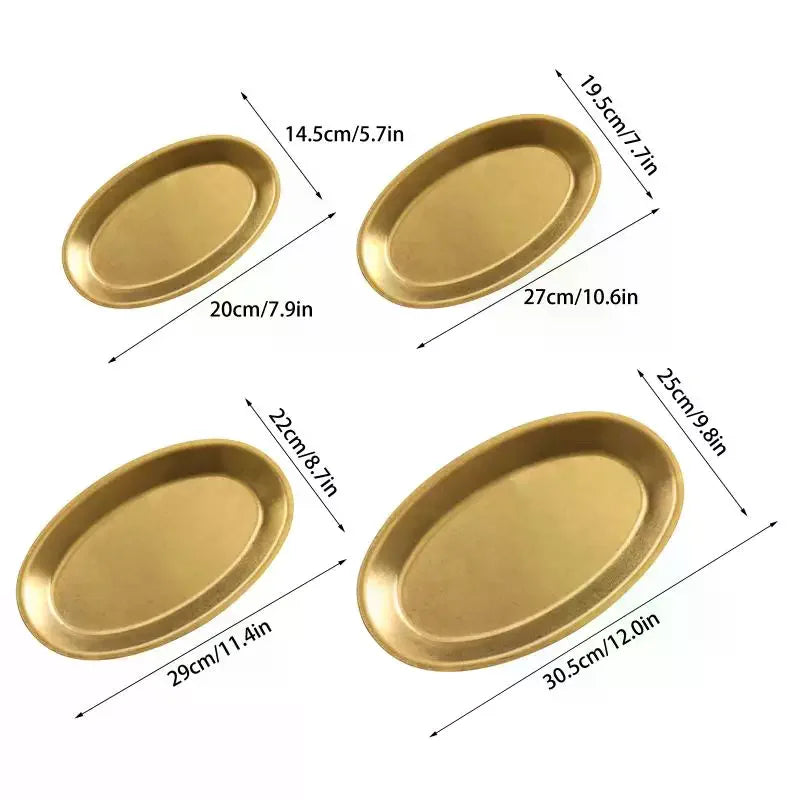 Kitchen small tools, multi size stainless steel plates, lunch containers, snack plates, dumpling plates, platters
