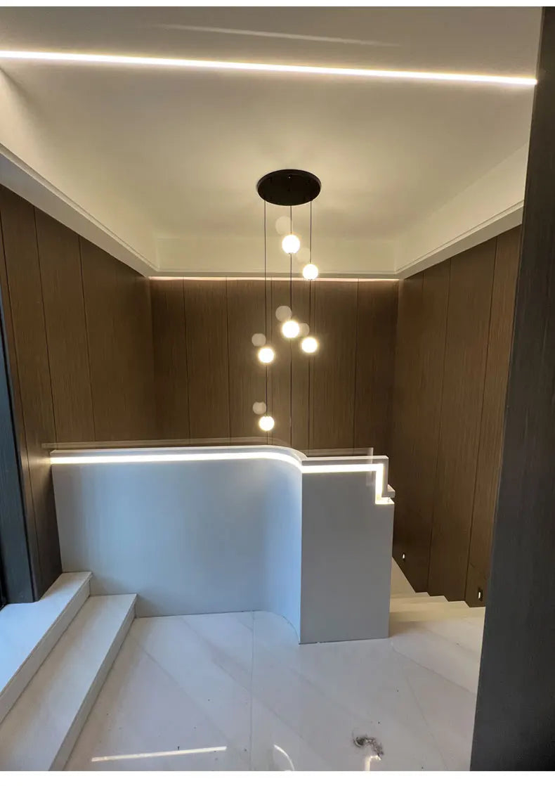 Stairs Modern Chandelier Loft Duplex Living Room Hotel Lobby Long Pendant Nordic Home Decorative Lighting Ball Long Line Pendant