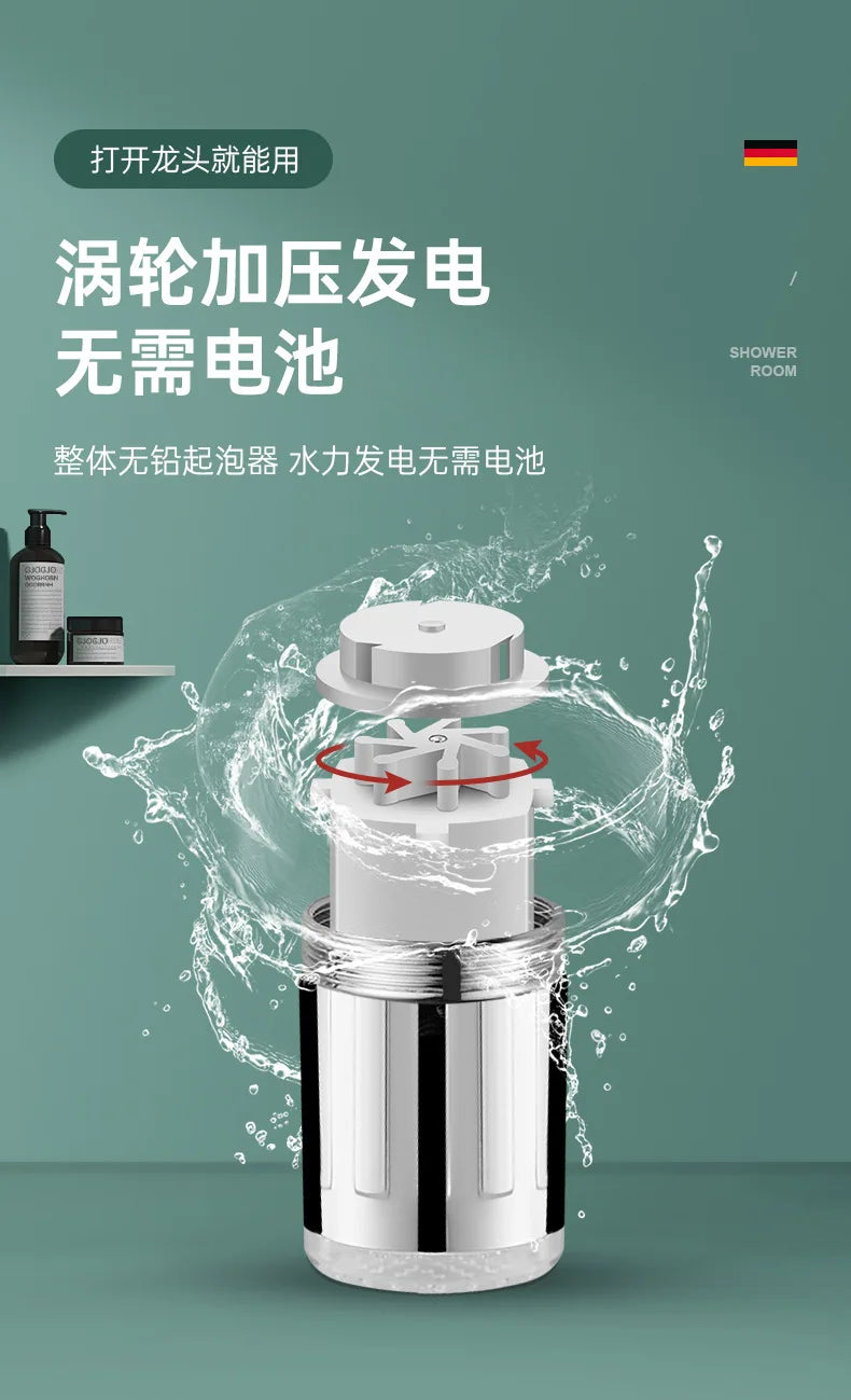 LED Temperature Sensor Kitchen Faucet Extender Metal Swivel Bathroom Tap Bubbler Nozzle 1440° Robotic Arm Tap Faucet Extension