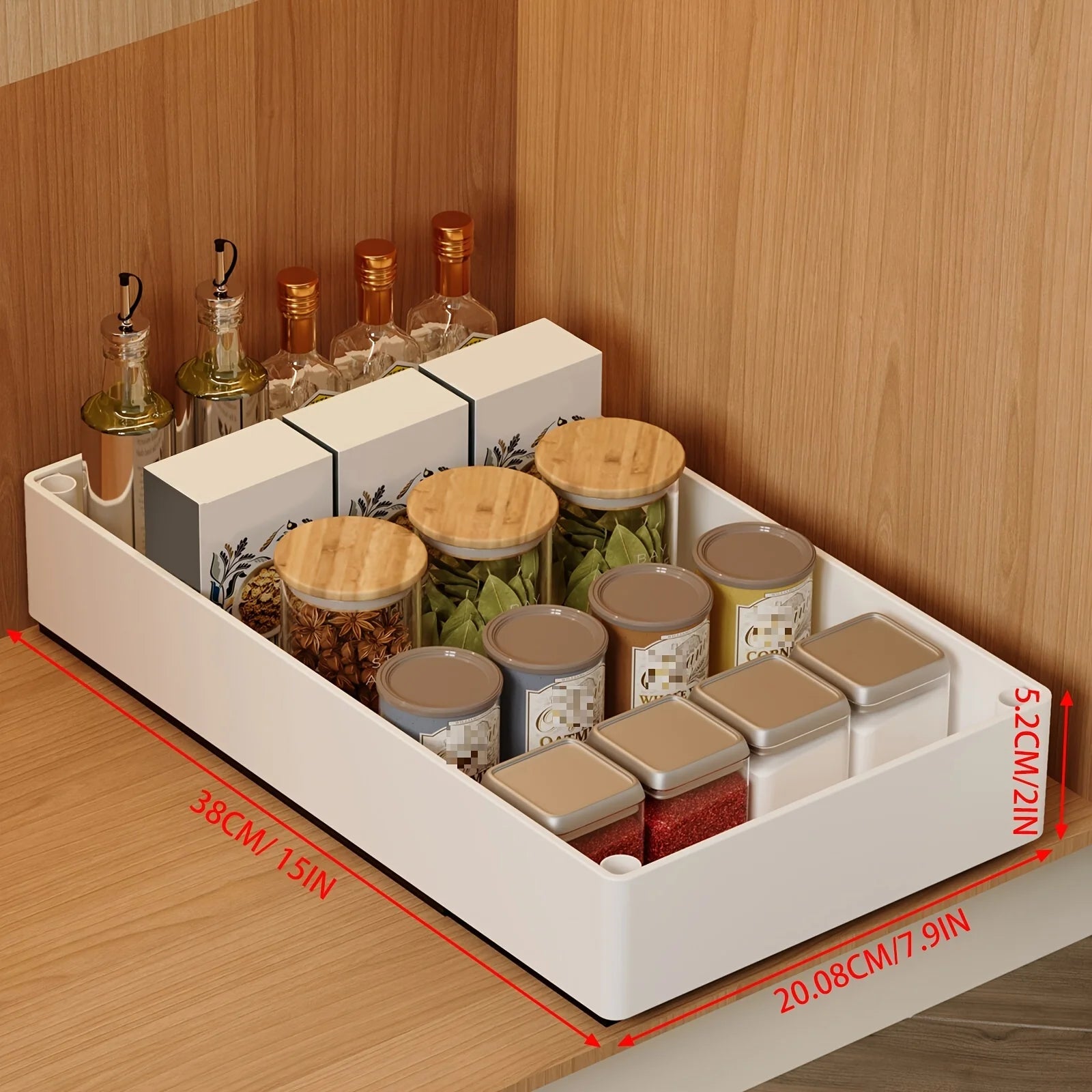 Cabinet Pull Out Organizer Slide Out Storage Rack with Slide Rail for Bowl Spice Utensils Storage Kitchen Bathroom Organization