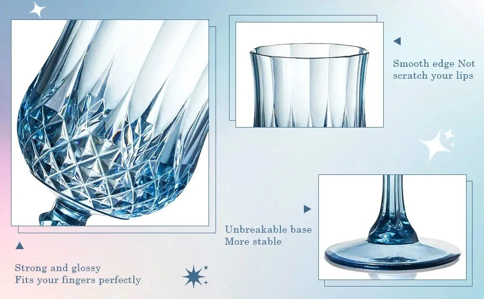 12/24 Pcs 220ml Plastic Wine Glasses Drinking Glasses for Wedding Party Imitation Glassware Reusable Drinkware Champagne Goblet