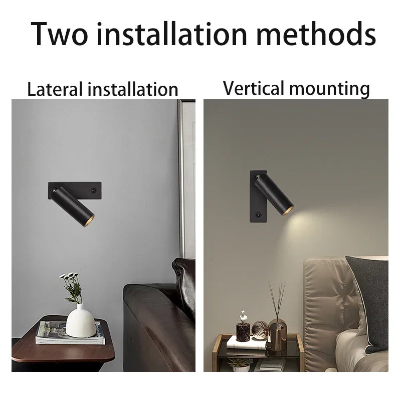 LED Wall Lamp with Switch – 3W Modern Folding Rotatable Sconce for Bedroom, Bedside, Home, and Hotel Reading Lighting