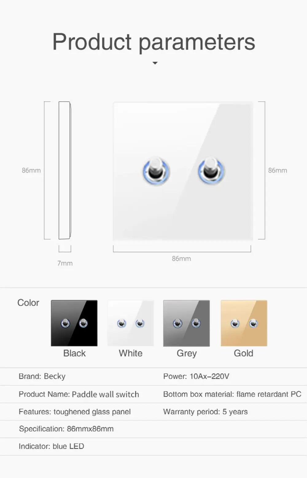 White Tempered Glass Work Driving Arm Wall Light Switch Led Indicator Light EU UK Standard 1/2/3/4gang Bedroom Usb Switch Socket