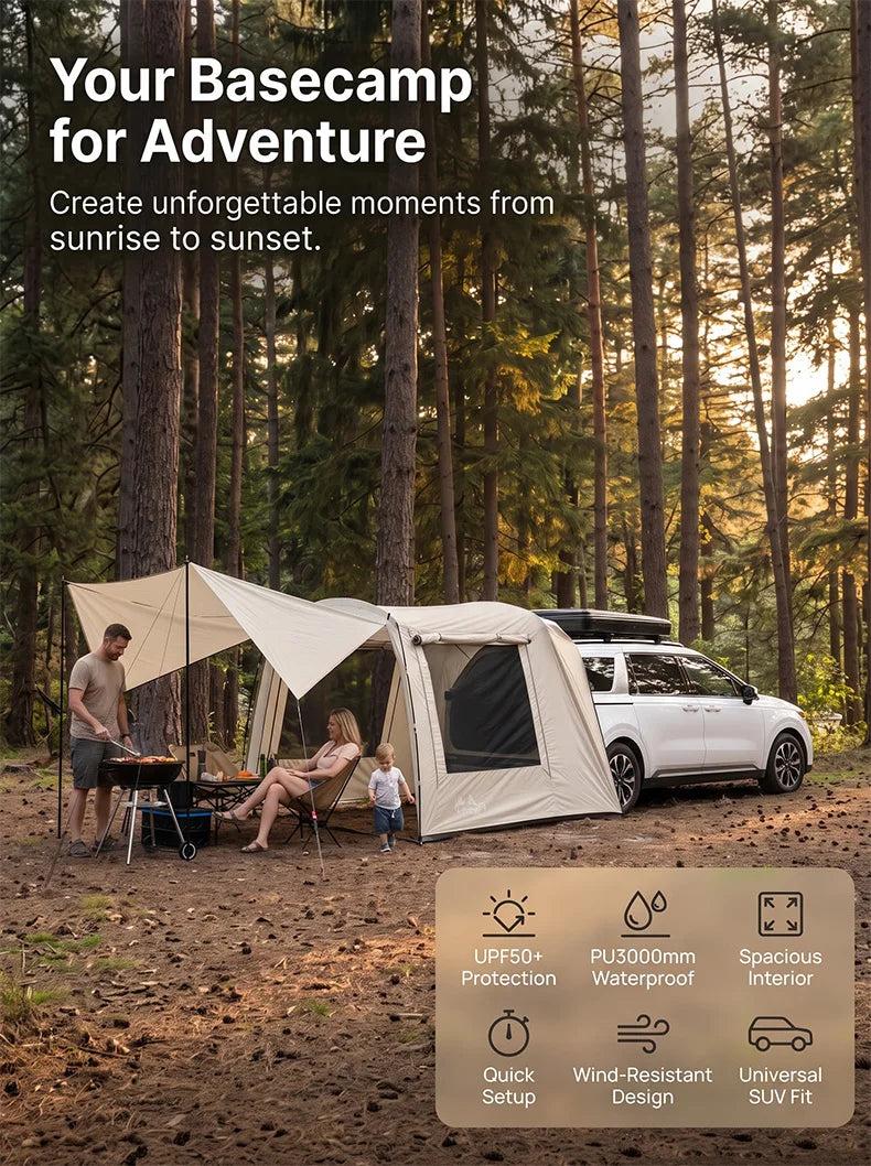 Lohascamping Car box docking tent  Portable Waterproof SUV Tail Tent 3-4 people Dome tent Sunshade Tunnel style tent,Large tent,