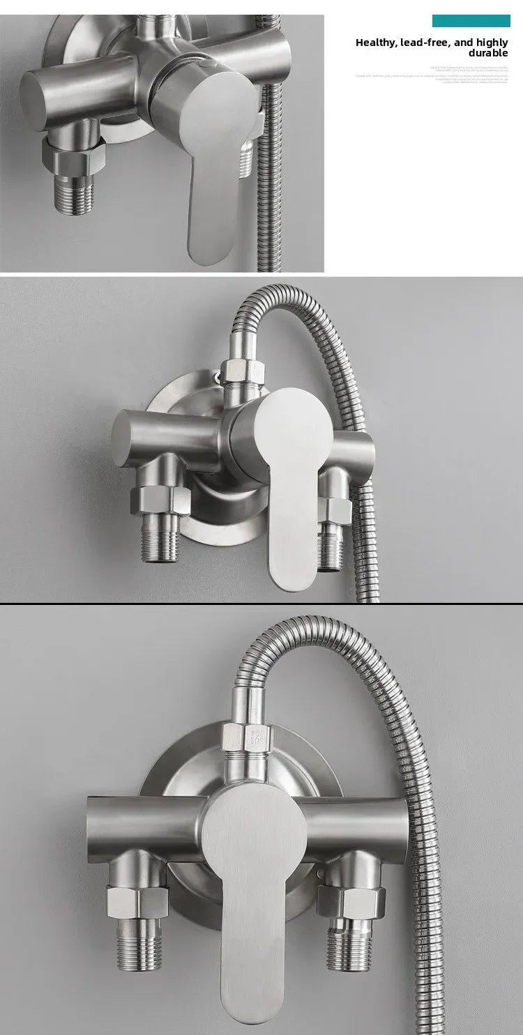 304 Stainless Steel Surface Shower Set Hot and Cold Switch Brushed Water Mixing Valve Faucet