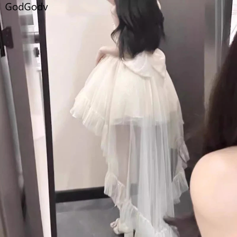 France Vintage Gothic Lolita Dress Set Women Harajuku Y2k Bow Ruffles Party Dress Female Elegant Korean Popular Clothes Summer