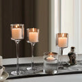 1Set3 Modern Light Luxury Tall Glass Candle Holder Wedding Props Transparent Candlestick