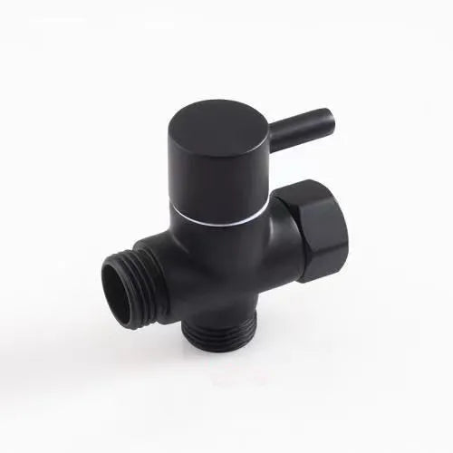G1/2 Black Water Divider One-in-two-out Three-Way Shower Faucet Valve Adapter Hot Cold Water Switch