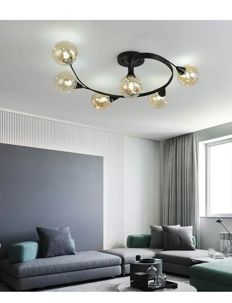 2025 Modern Led Ceiling Chandelier Nordic Glass Lamp Bedroom Kitchen Living Room Dining Room Decoration Home Ceiling Light Fixtu